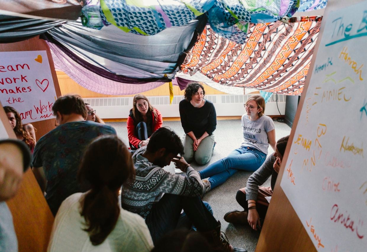 Group of people sitting outside