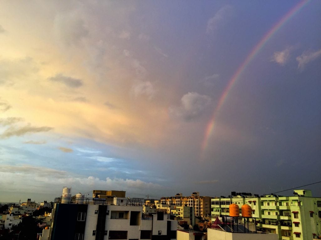 Skyline with rainbow
